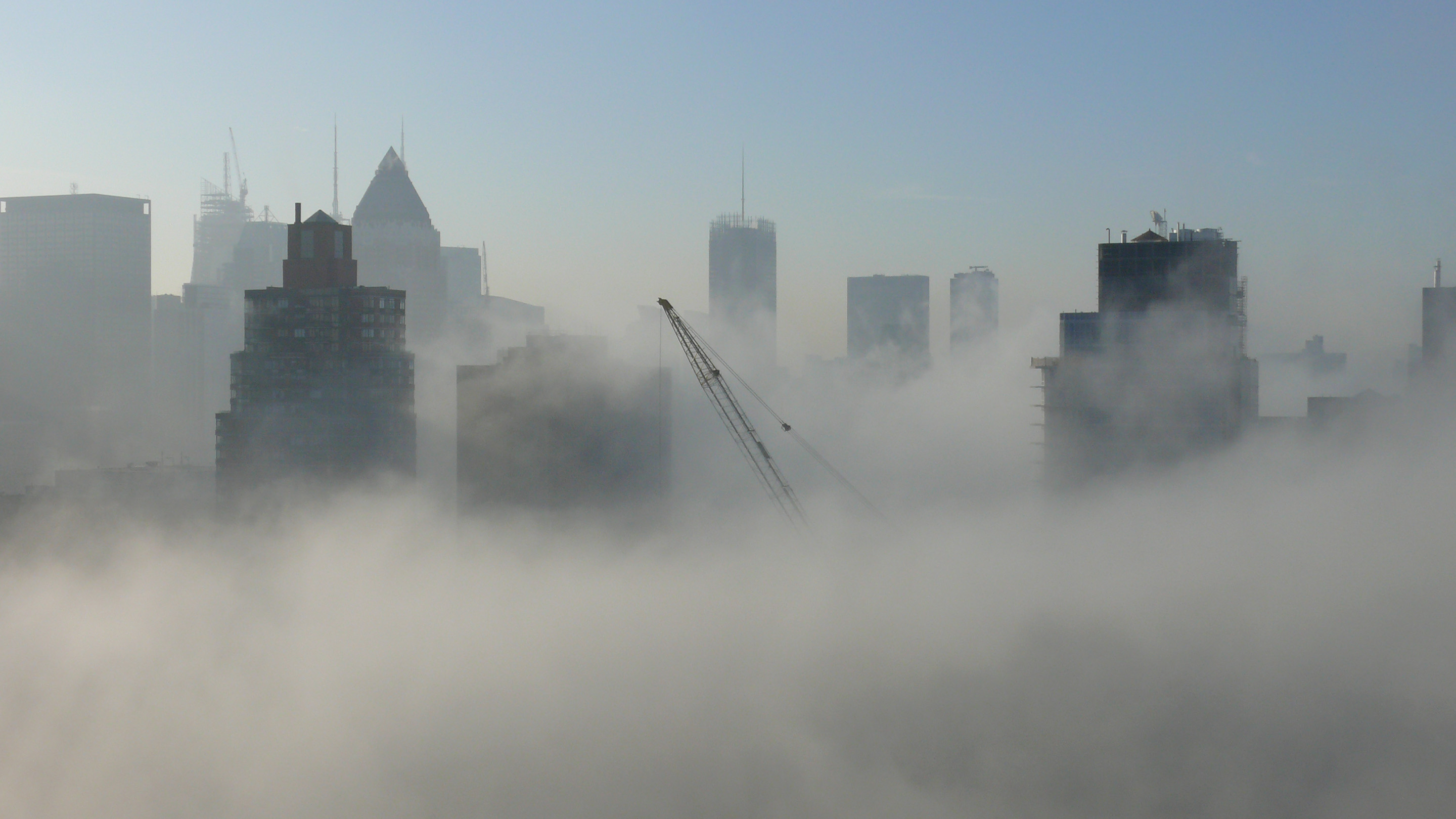 Misty skyline in New York City